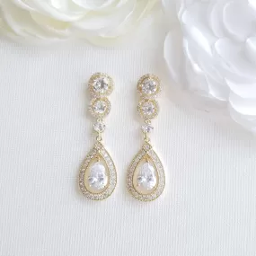 14k Gold Plated Bridal Earrings-Sarah