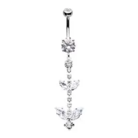 Belly Ring - Cubic Zirconia Leaf