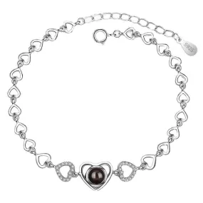 Love Projection Stone Heart Shape Chain Felicity Bracelet with Picture Inside