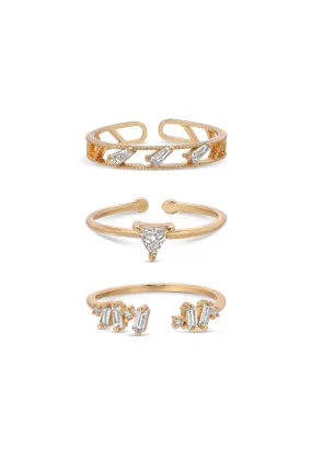 Love Story Crystal Ring Set of 3