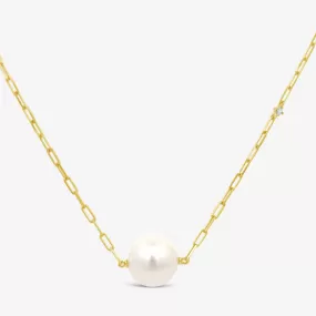 Single Pearl & Paper Clip Necklace